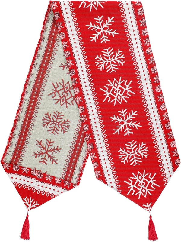 Rød julebordløper, 70,8 x 12,5 tommer polyester og bomull