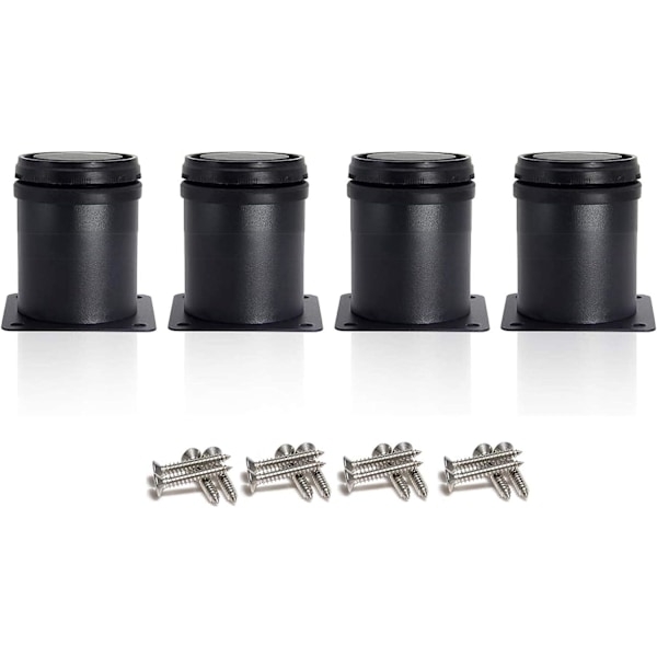 (50mm), 4 korkeussäädettävää mustaa jalkaa, paksut kaapin jalat, pöytä