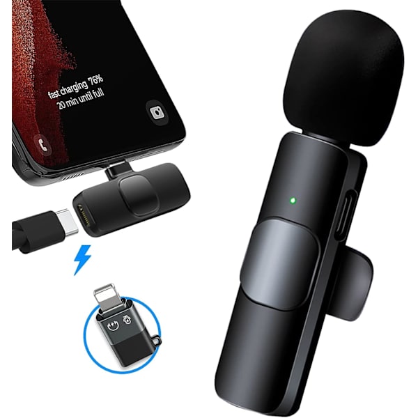 Langaton Plug & Play -lavalier-mikrofoni iPhone/iPad/iOS/Andr