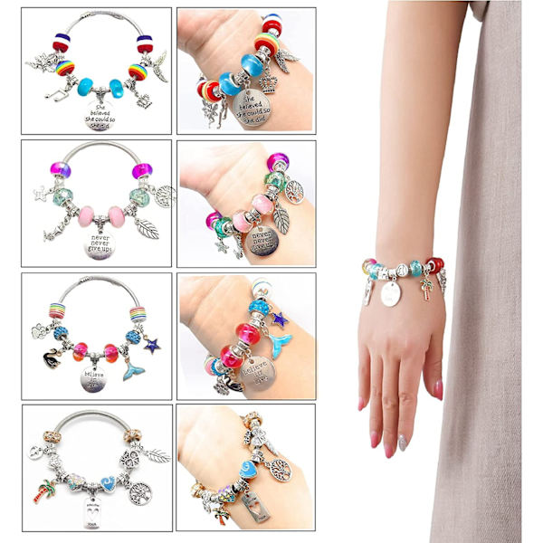 Armbandssats för smyckestillverkning, pärlor, enhörning/sjöjungfru C