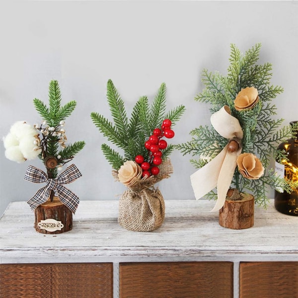 Mini juletre, 3 stk. kunstig juletre til bord