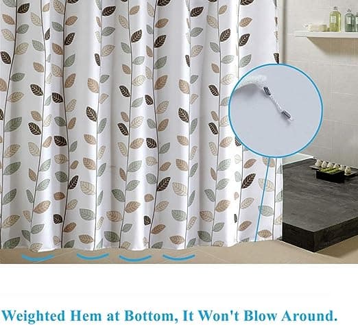 1 stk Hvit Dusjforheng 180x200cm, Vanntett Polyester Stoff M