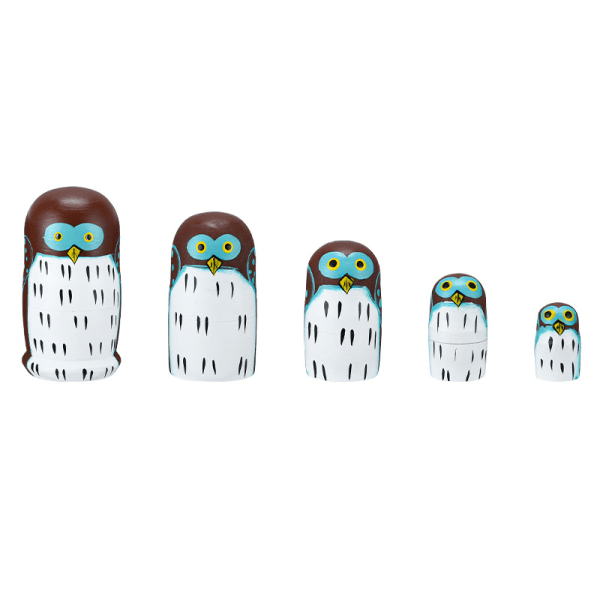 Set med 5 bedårande tecknade Mini Wise Smart Owl Novelty Doll Animal