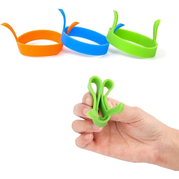 Set med 3 non-stick silikonäggformar + 4 pocherade äggpocherare