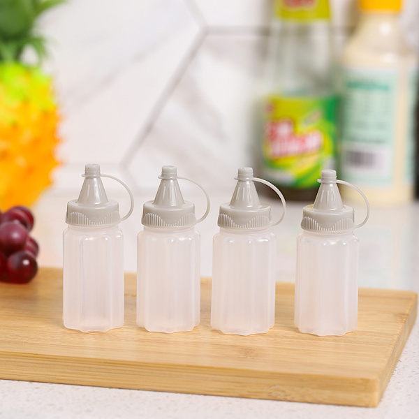 Fire grå klemflasker, 30 ml klemflaske