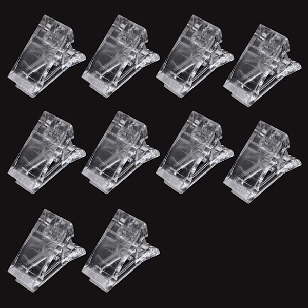 10-pack transparenta nagelklämmor för nagelförlängning i polygel