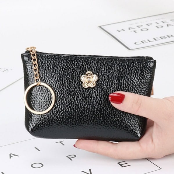 2PCS Zipper Wallet Ladies Steam Wallet BLACK Black