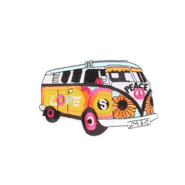 Hippie Bus Bully Love Peace bil - Iron-on patch patches applique,