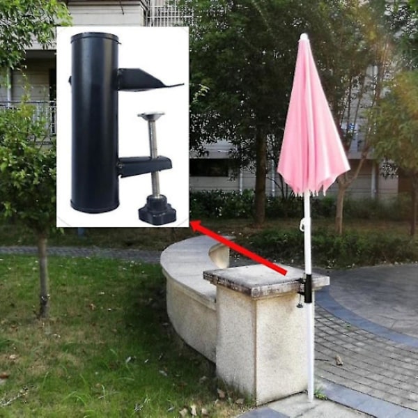 Parasolstativ egnet for firkantede balkongrekkverk og terrasseparasoll