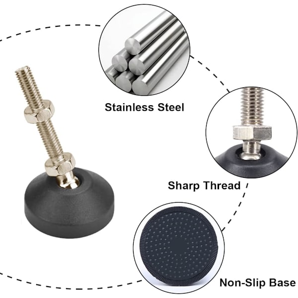 （M8 x 30mm ）， 4 kpl，Säädettävät ruuvit huonekaluihin, Raskaat S