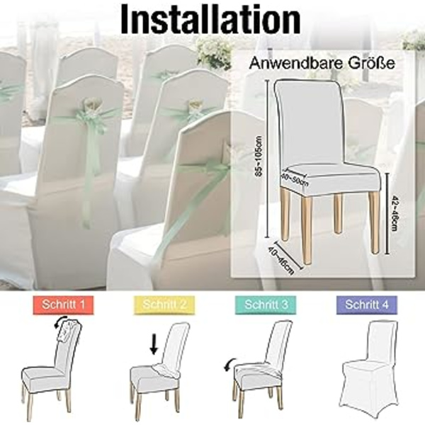 Valkoinen 1 kappaleen venyvä tuolinpäällinen Nauha Venyvä tuolinpäällinen