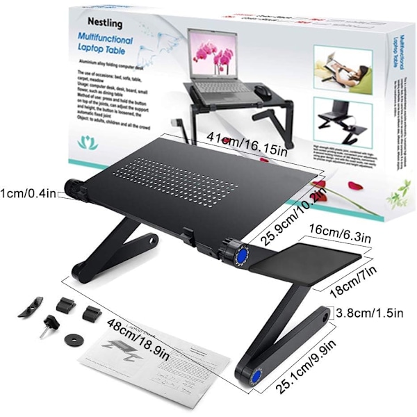Laptopstativ - Fällbart sängbord, PC-bord, lutande läsning