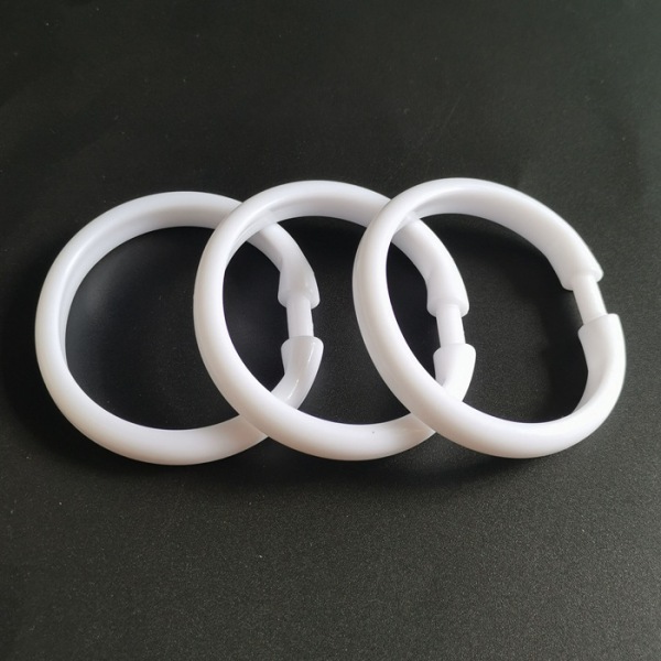 sett med 12 hvite ringer for gardiner store hvite, plast, 5 x 5 cm,