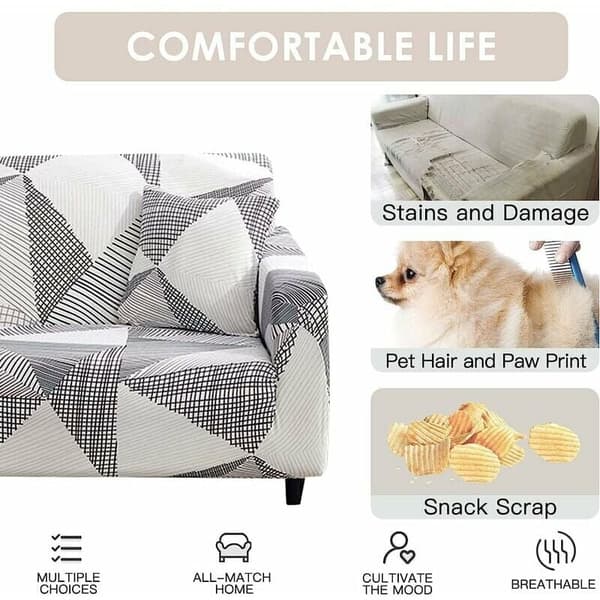 3-seters elastisk sofaovertrekk med armlener, universalt sofaovertrekk