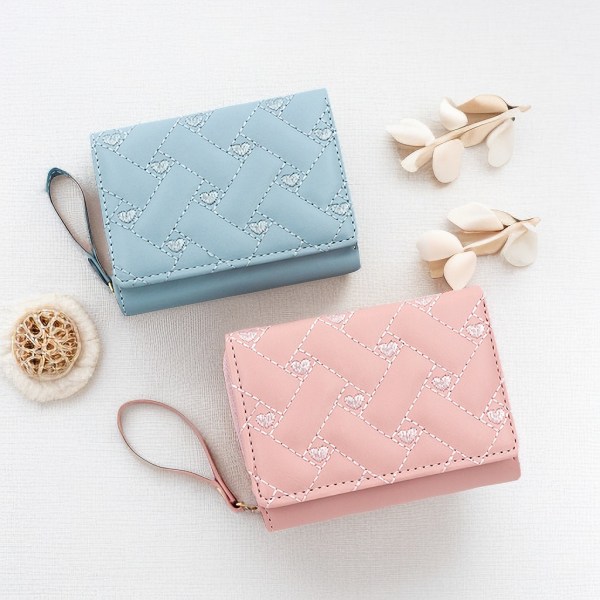 Rosa, brodert lommebok for kvinner Luksuriøs designer søt lommebokvegg