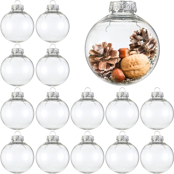 15 Transparenta julgranskulor att fylla och dekorera (6 cm) - Perso