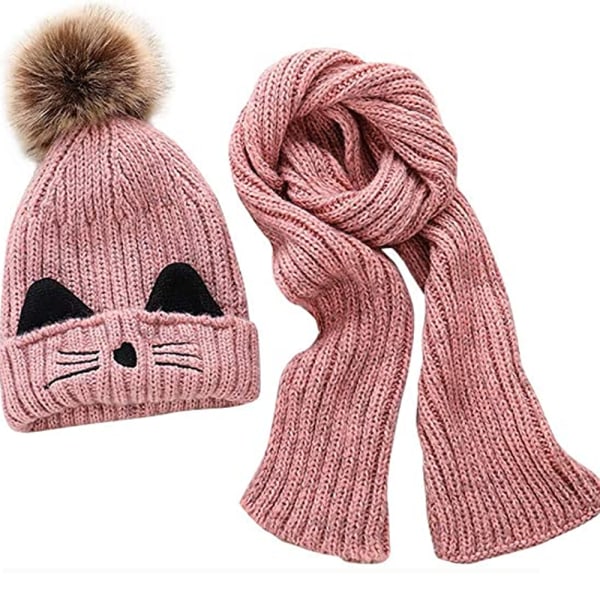 Winter Beanie Hat with Scarf 2pcs Baby Girls Knit Beanie Scarf Se