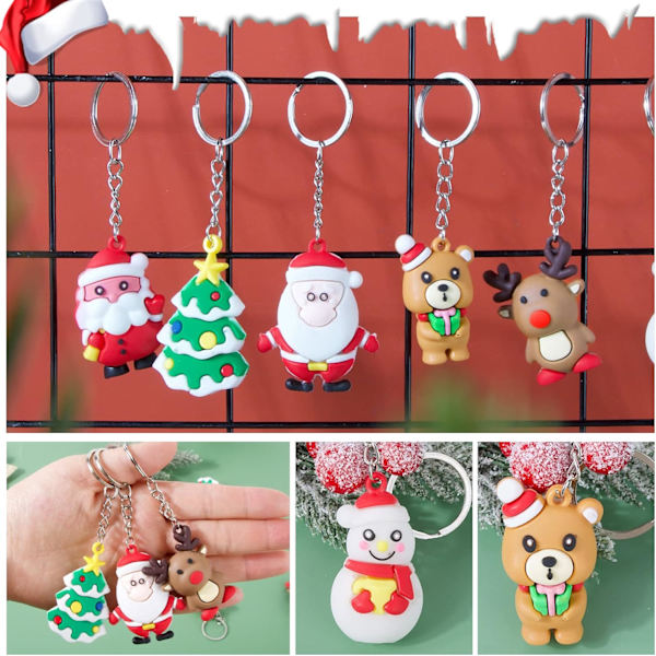 24 st PVC julnyckelringar renform snögubbe julgran