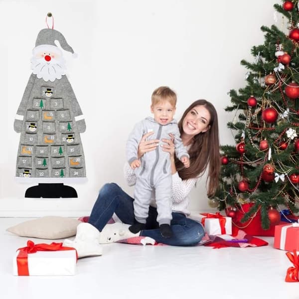 Julkalender, 45 * 115cm grå, Jul Adventskalender DI