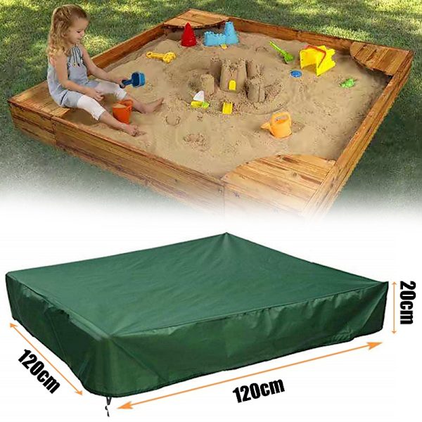 120*120*20cm Sandlådeöverdrag, Grön Vattentät Dammtät UV-skydd