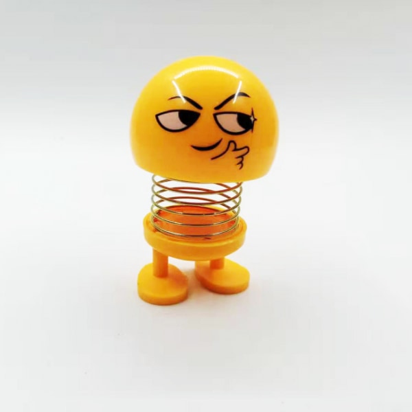 1 st Smileyfigur med Vagglande Huvud - Bildekoration - Välj variant Wit