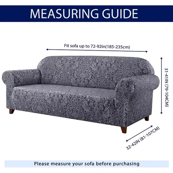 Grå, sofaovertrekk, 3-seters jacquard Damascus sofaovertrekk
