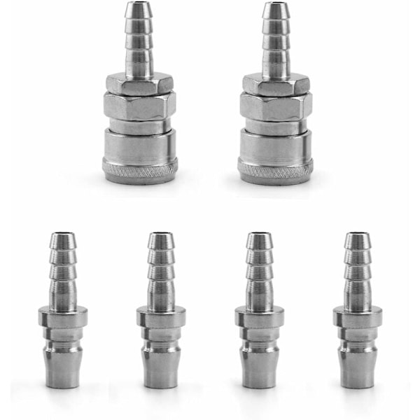 6 stk. kompressorluftdyse, 8 mm pneumatisk hurtigkobling, han