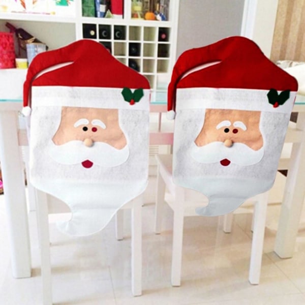 2 joulun tuolinpäällistä, Joulupukin tuolinpäälliset punaisella hatulla,