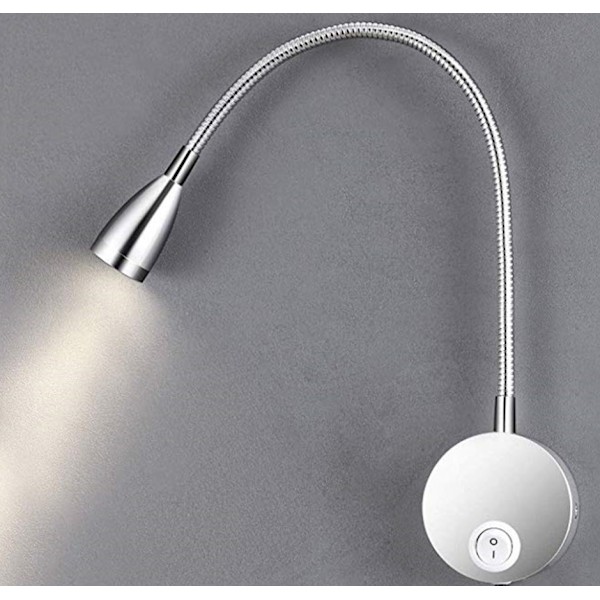 Sølv 2-pak senglampe væglampe læselampe LED svanehals