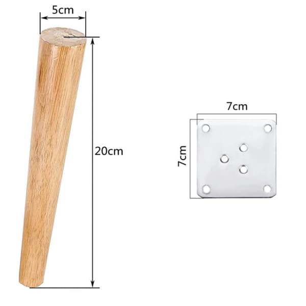 Set med 4 träben för möbler Snedställda bordsben med montering P