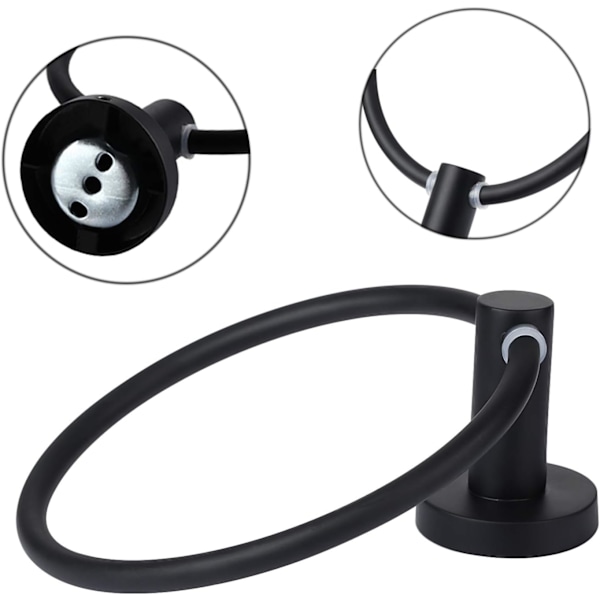Håndkleholder, Frosted Black Håndklestang, Rund Håndklestang for Bad