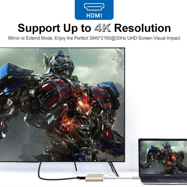 Eono 3 i 1 USB C till HDMI-adapter, typ C-hubb till HDMI 4K-konverter