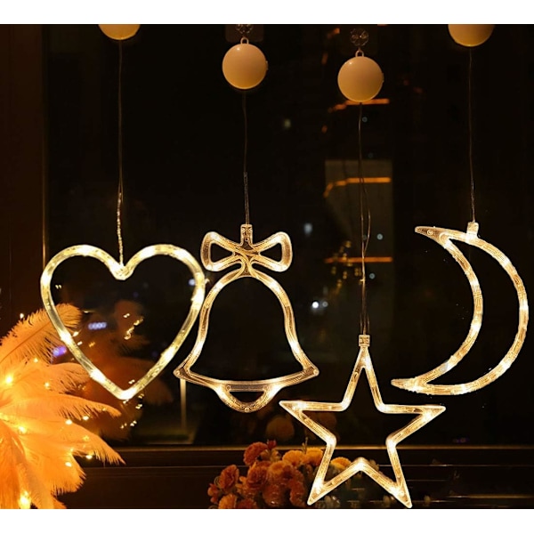 4 st julgransljus LED sugkoppsljus jul