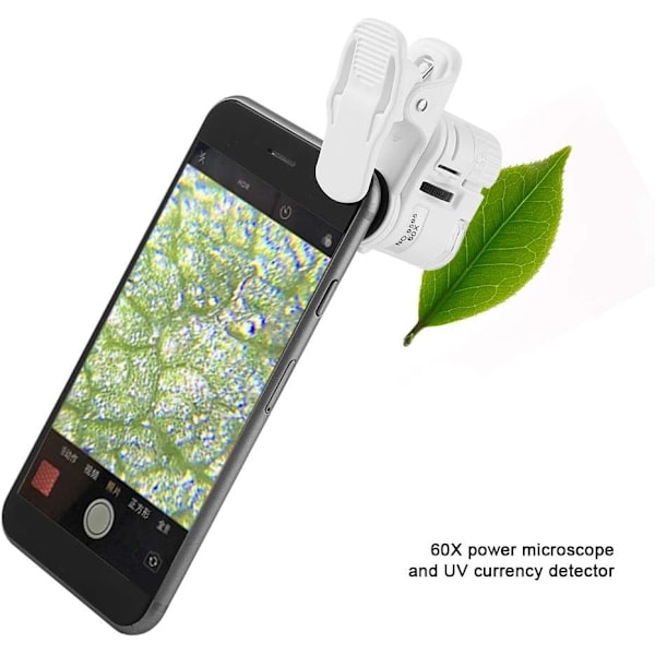 Telefonmikroskop, 9595W 60X håndholdt mobil forstørrelsesglass LED