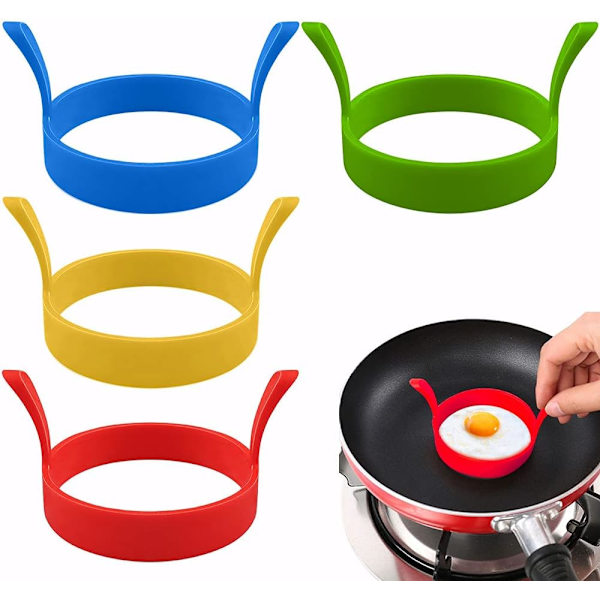 4 stk. stegte ægforme, 8 cm, silikone non-stick omeletform