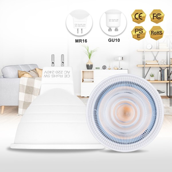 Set med 2 GU10 LED-lampor med transparent kåpa (kallvit) 5w6 lampor