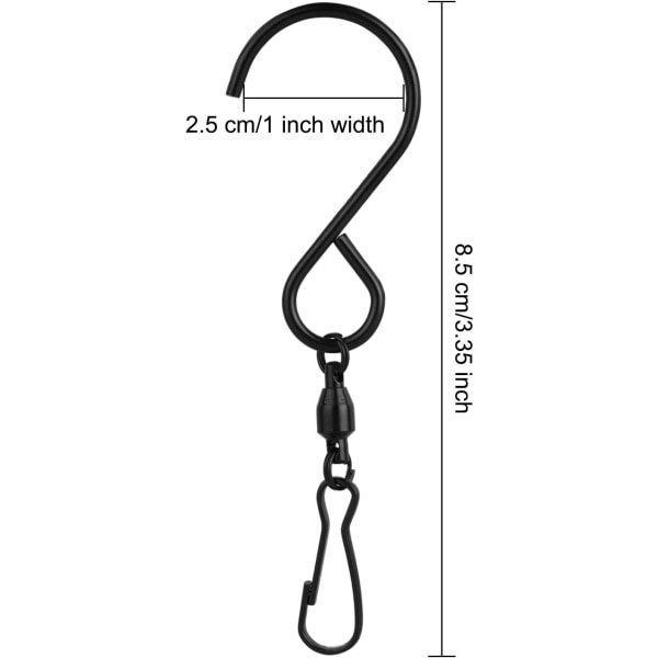 (Svart) 12-pack Swivel Hooks Clips Vind Spinner S Hook Clips Häng