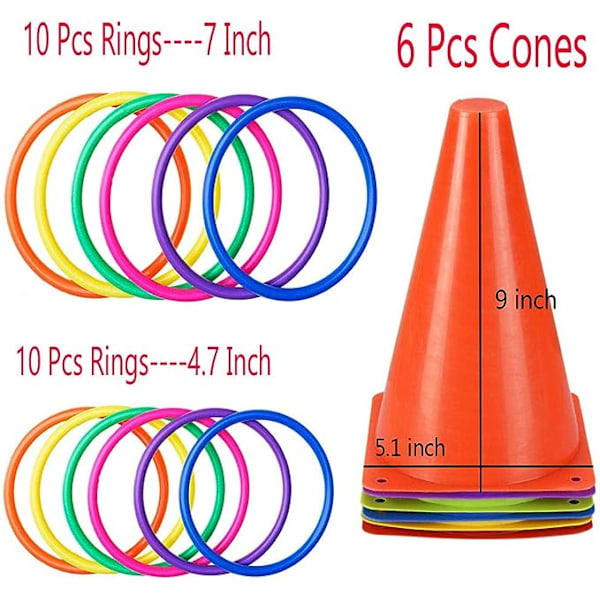 Plastkoner Ringkast Combo Set Utomhus Karnevalsspel för Barn