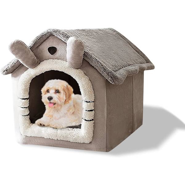Kattehule seng, vaskbar hundeseng, varm og hyggelig plys katte-iglo, Fo
