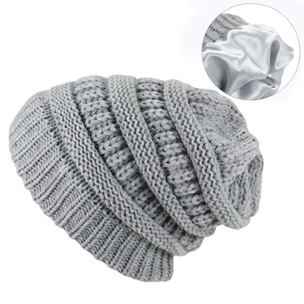 Lazy Winter Beanie, Knitted Wool Beanie with Satin Lining for Men