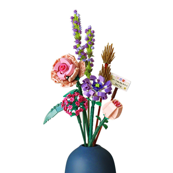 1 stk. Pink Flowers Kunstig Blomsterbuket med Dekorativ Adgang