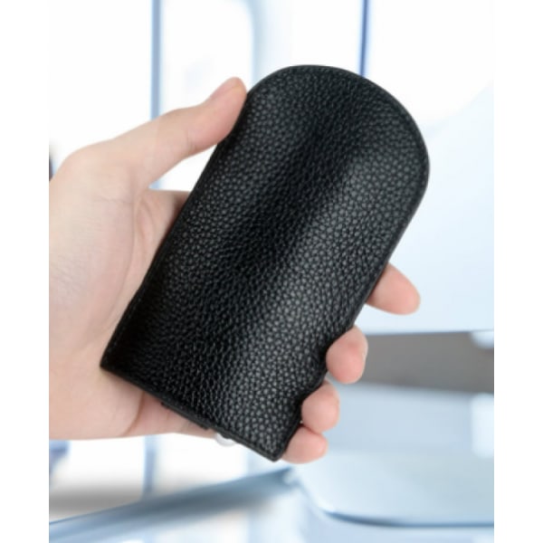 Nyckelring i äkta läder, svensk design, rymlig Svart one size