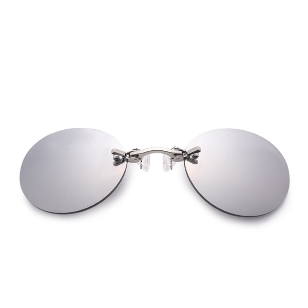 Sliver Clip On Nose Glasses Rund Rimless Solbriller Mini Framele