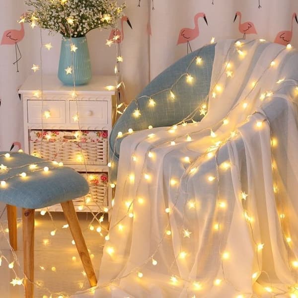 LED stjernelys, batteri+USB dobbelt formål 10 meter 80 lysLiten
