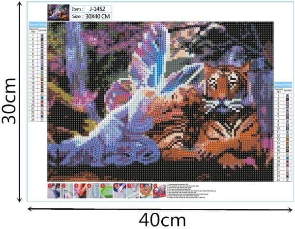 DIY 5D Diamantmaleri Sæt, Tiger Diamantmaleri Kors Sting