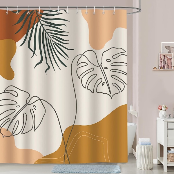 Dusjforheng Abstrakte Bohemske Blader Mid Century Badeforheng