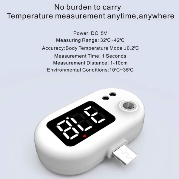 USB Smart Phone Infrarød Kontaktløs Termometer iphone Nem at U