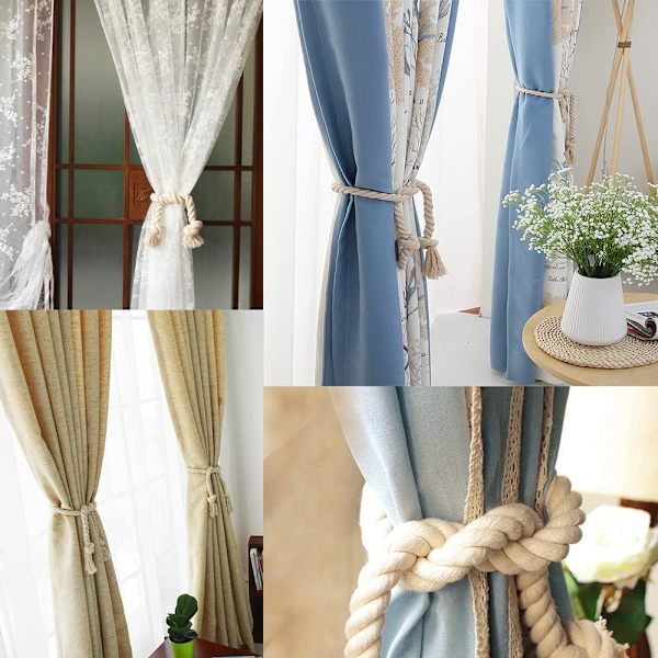 Gardinkys Cotton Reb 2 Par Flettet Loop Gardin Bomuldsreb