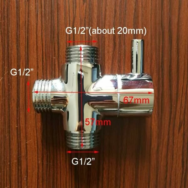 1 st avledningsventil, G1/2  mässing kran T-adapter krom bad