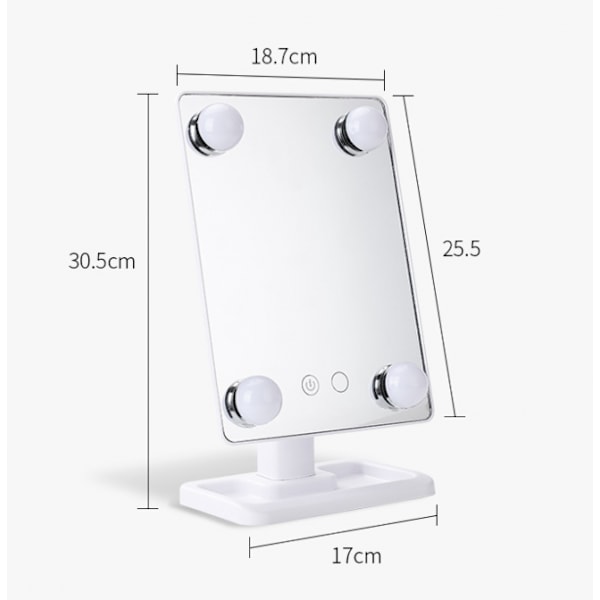 Smink spegel med LED-lampor - Justerbar - järnhaltig, USB